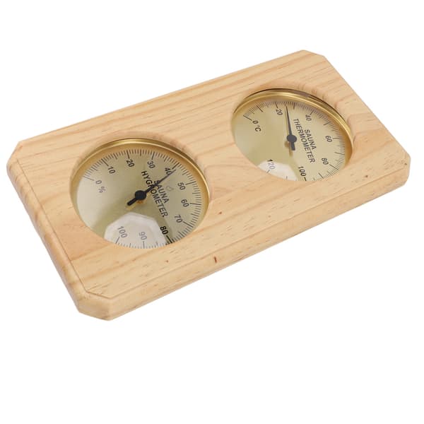 Väggmonterad termometer och hygrometer i trä för bastu, dubbel bordsdisplay, mekanisk termometer och hygrometer för hem och barnrum