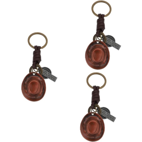3st cap för män Bruna cowboystövlar Ringhållare Retro lädernyckelring Handväska Nyckelring Heavy Duty nyckelring nyckelhållare antik nyckelring