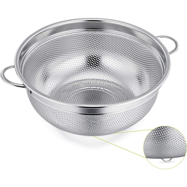 Sil Colander i Rustfritt Stål, 20 cm Mikro-Porøs og Fot-Metall Colander med Håndtak