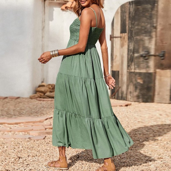 Sommerkjoler for kvinner Storbritannia Salg Fest Elegant Bohemian Off Shoulder Løs Kort Ermet A-linje Ensfarget Maxi Lang Kjole Dame Maxi Kjoler