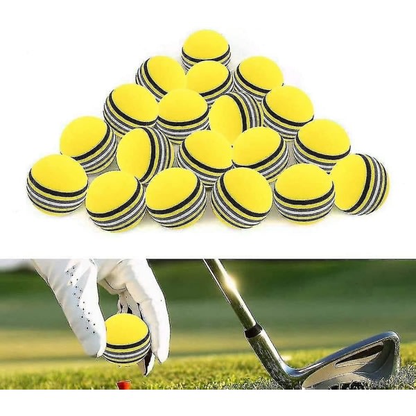 20 stk 42mm skum golføvelsesbolde Svampegolføvelsesbold Regnbuesvampebold blød til indendørs eller udendørs træning, gul