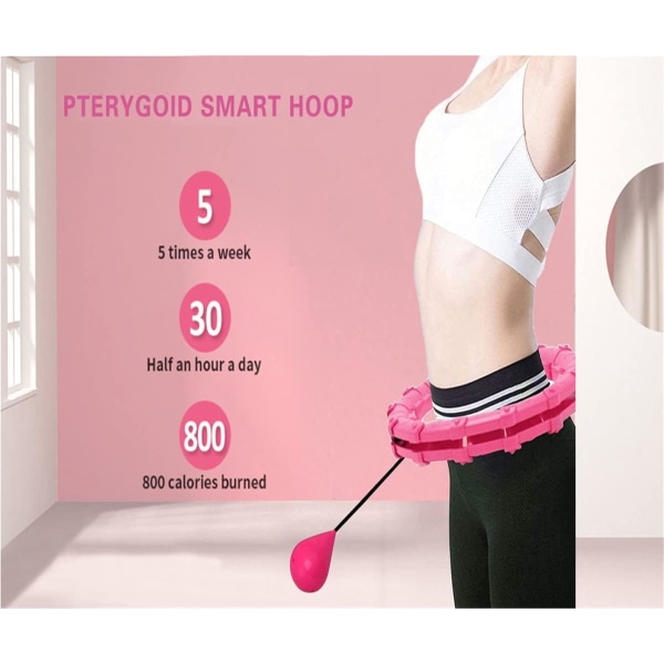 Viktad Hula Hoop, Smart Hula Hoop med boll, 24 löstagbara knop Auto-Spinning Fitness viktminskningsmassage för vuxna och barn som tränar