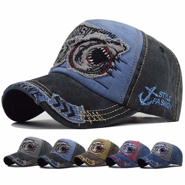 Distressed baseballcaps for menn Snapback Trucker Hat Outdoor Sports Cap Unisex Snapback Vintage Trucker Cap (blå)