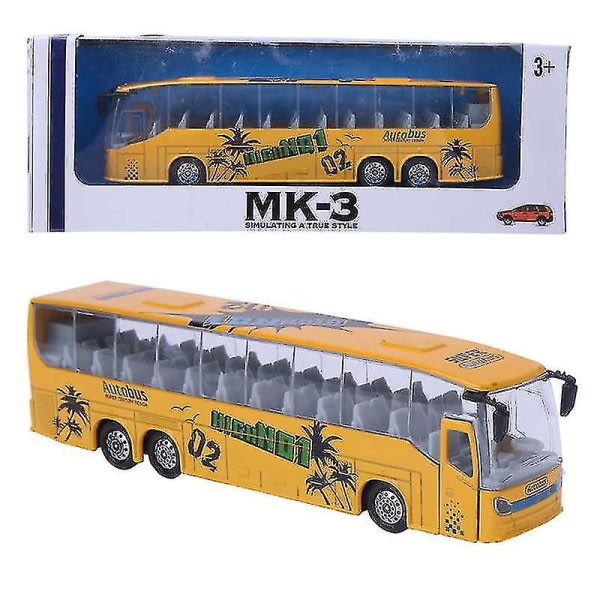 1:50 Simulering Transit Bussmodell Leksak Legering Pull-back bussleksak med ljus och musik Barnsimitation Sightseeingbussleksaker Gul