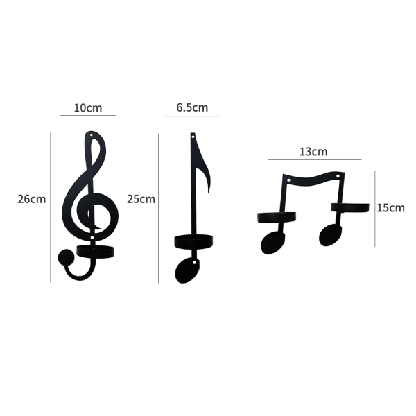 4 kpl/setti musta musiikki seinävalaisin kynttilänjalka