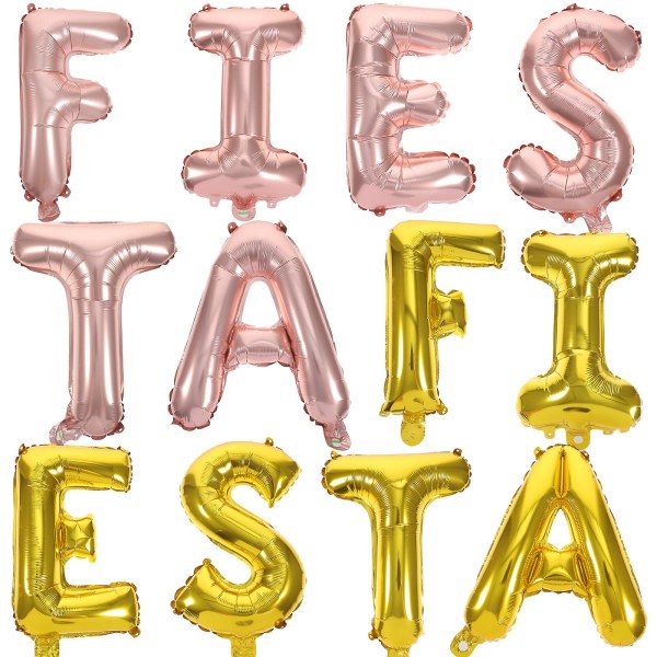 2 sæt Bogstavballon Fiesta Balloner Garland Taco Fest Decor Mardi Gras Balloner (40,5X35X0,1CM, Assorteret Farve)