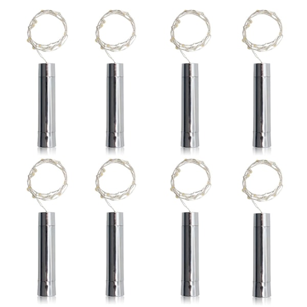 8-pack 20 LED-lampor för vinflaskkorkar, batteridrivna, 3,3 fot, ren vit min