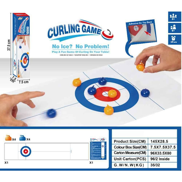 Mini bordcurlingspill, mini bordcurlingballer, sett, familiespill curling brettspill, bærbar curlingspill Standard 8-ball