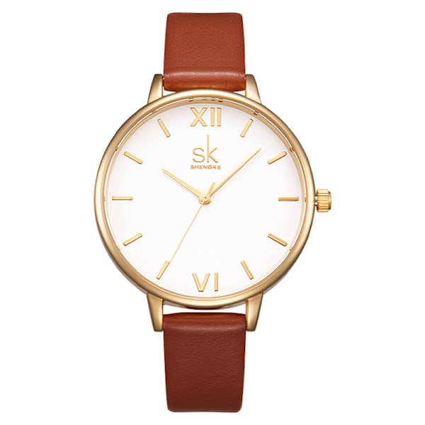 Klassisk enkel klokke 1 stk Brun ekte skinn St