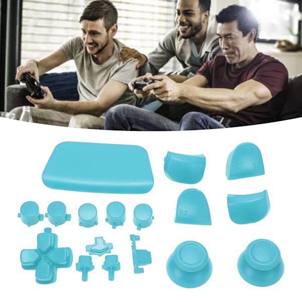 16 stk spillkontrollknapper for PS5-kontroller, erstatningsknapper for tommel og avtrekkere for PS5-kontroller Light Blue
