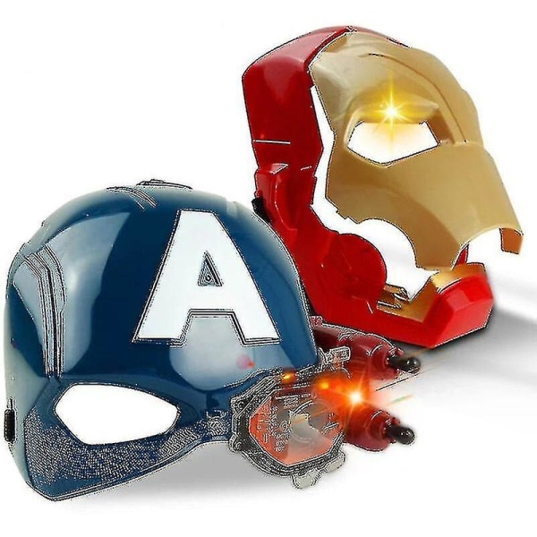 Kryc Marvel Avengers 4 Iron Man Captain America Mask Light Sound Open Face Kypäränaamio lapsille Halloweenc A Thsidne