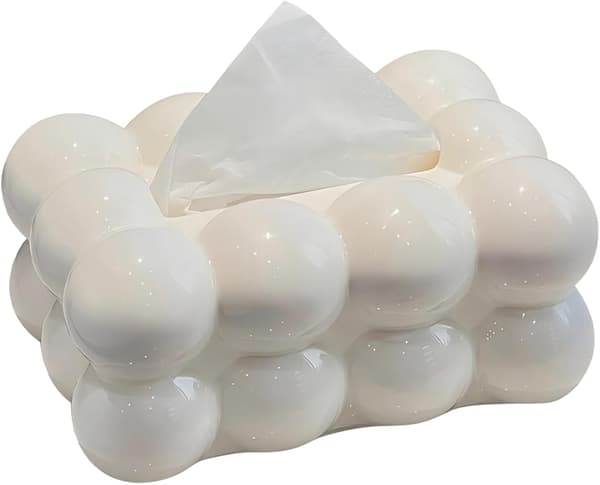 Hvit minimalistisk rektangulær vevsboks i plast 20 x 14 x 9 cm Dekorativ vevsboks for bil, bad, fester, hjem og kontor