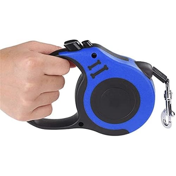 Retractable Dog Leash for Medium and Large Dogs - Non-Slip Handle with Brake - Blue - 5m