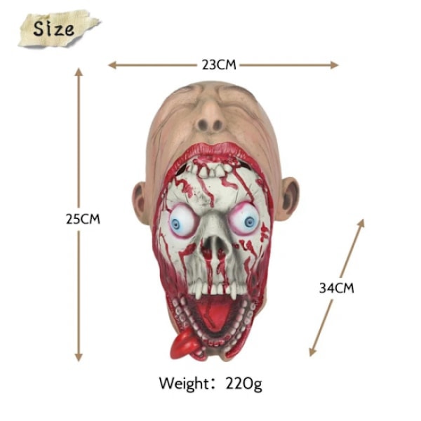 Zombie Latex Cosplay Maske Halloween Maske Hodeplagg For Fest