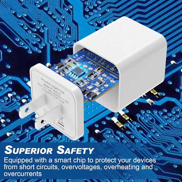 6-pack USB-väggladdare, iGENJUN 2.4A Dubbel USB-port Kubformad Strömadapter Snabb Laddare för iPhone 15/15 Pro/15 Pro Max