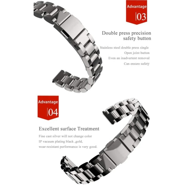 För Xiaomi Mi Band 4 Armband Metal - Miband 3 Rostfritt stål Metal Watch Band Tillbehör för Xiaomi Mi Band 4 / Miband 3 (Svart)