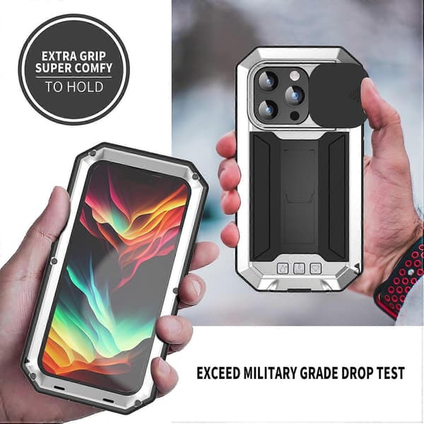Skyvbart Kamera IP54 Liv Vanntett Holder Mobilskall Sølv Silv Silver For iPhone 15 Pro Max