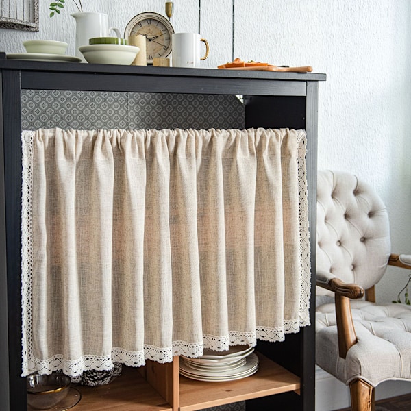 Boho Gardiner med Frynser, Korte Landlige Cafégardiner til Skabe og Døre J J 150*45