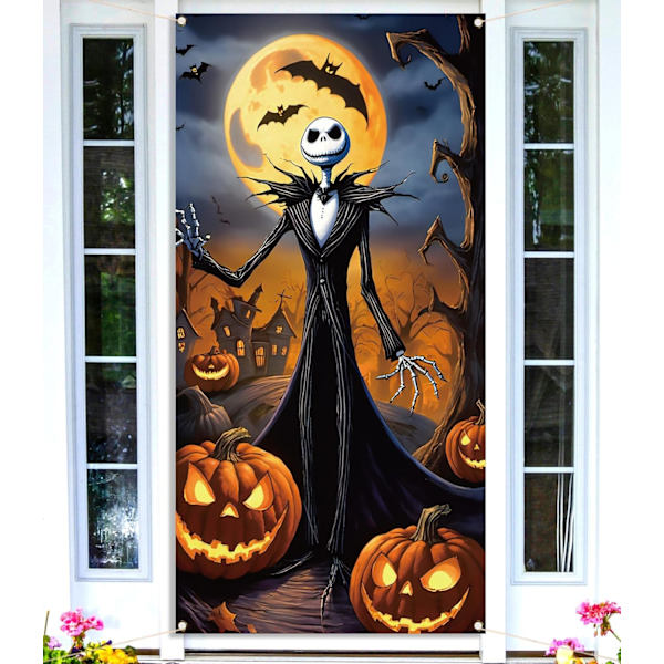 Painajainen Ennen Joulua Ovipeite Halloween Jack Skellington Syntymäpäiväjuhlat Etuovi Veranta Banneri Valokuvaus Koriste