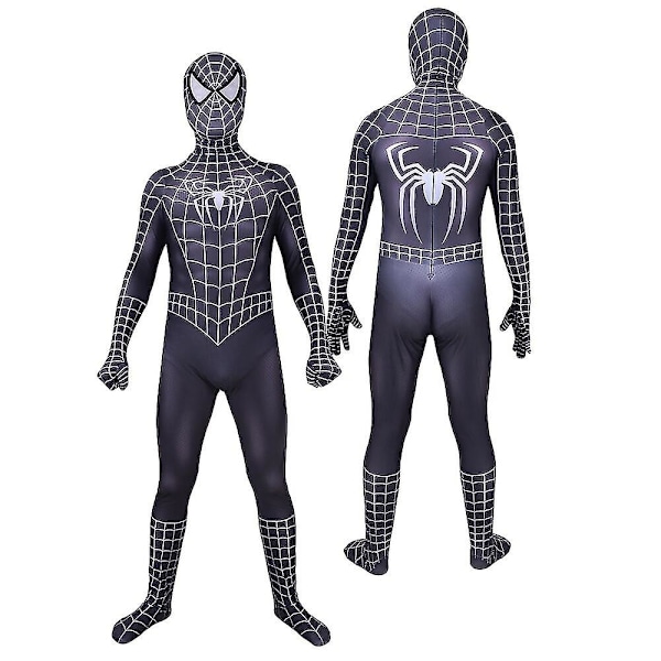 Halloween Herre Svart Remy Spiderman Cosplay Kostyme Venom Symbiote Remy Drakt Zentai Body Suit Voksen Hetten Avtakbar Hood Detachable S