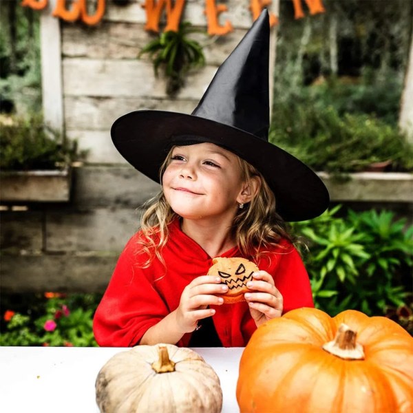 10 stk Halloween Heksehatt Carnival Black Witch Hat Fancy Dress Kostymetilbehør Voksne Barn