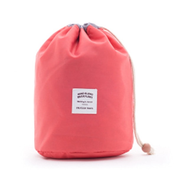 Women Bucket Drawstring Makeup Pouch Bag Barrel Shaped Cosmetics