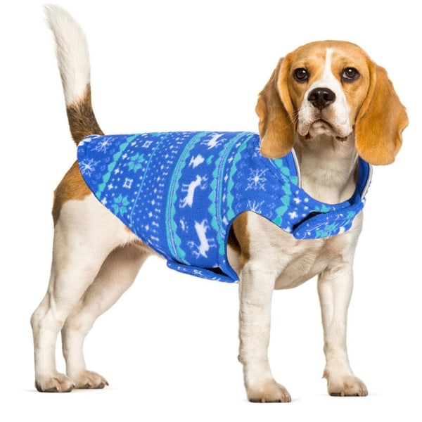 Klassisk Jule Hundetrøje Lille Mellem Dyretøj Koldtvejr Hundevest Hunde Vinterfrakke Kostume XS-XL Blå-L
