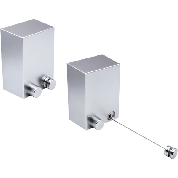2-pack hopfällbara tvättlinor 4,2 m utomhus väggtvättlina, torkställning tvättlina för balkong trädgård badrum och tvättstuga, silver