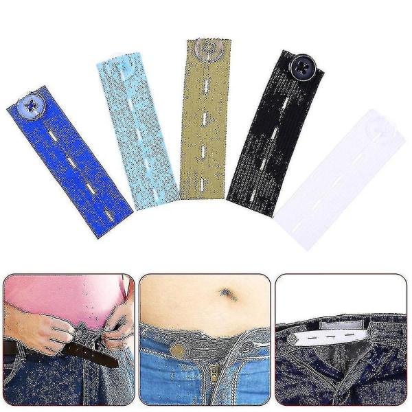 5 stk Elastisk knapp midjeforlengerbukse Jeans Expander midjeknapp