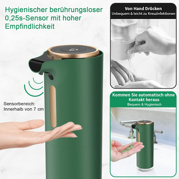 Automatisk såpedispenser, 250 ml påfyllbar dispenser Green
