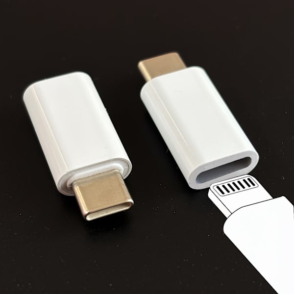 2 stk. sett, egnet for iPhone Lightning til USB C-adapter, C-Type ladergrensesnitt, egnet for iPhone16/15-lader 2 Pack (white)