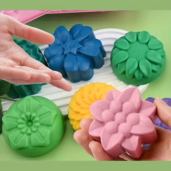 3-pack blomformade silikonkakformar, ugnssäkra för handgjorda kakor, chokladdesserter, kex och pudding