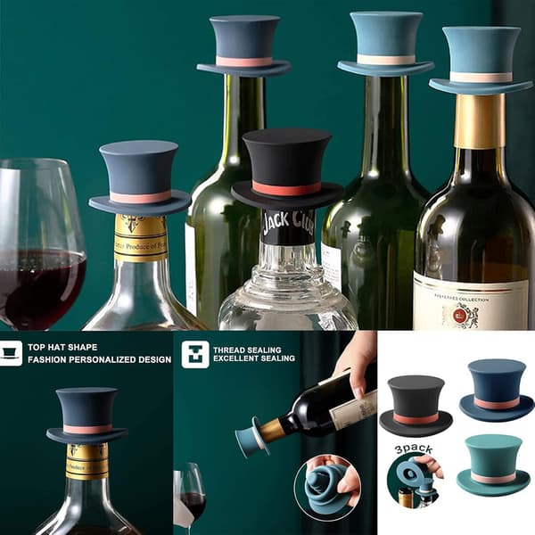 3 stk. Vaskepropper Silikon Gentleman Hatt, Morsom Vin