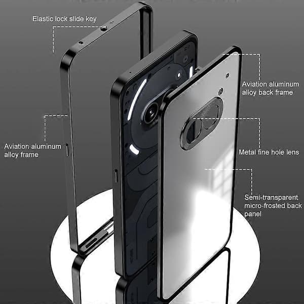 Snap Buckle Metallramme Deksel For Nothing Phone 2a_xx Black