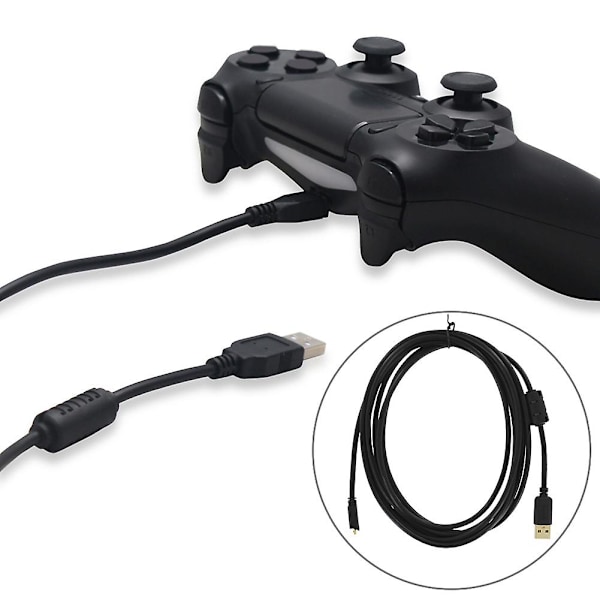300cm Ladekabel for PS4 Kontroller USB Lader Trådløs Joystick Spillkontroller