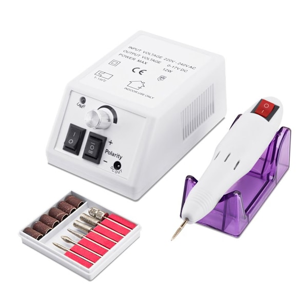 Elektrisk fil - Elektrisk neglefil med tilbehør - Perfet White