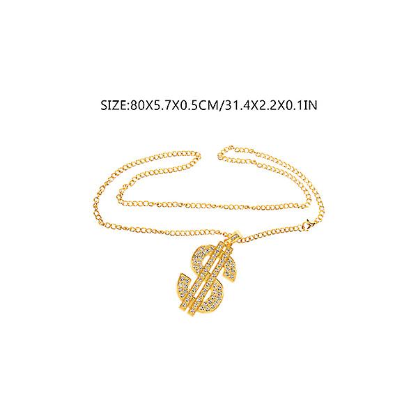 Unisex Hip Hop Legering Dollar Symbol Tag Anheng Halskjede Smykker med kjede (gull) (gylden)