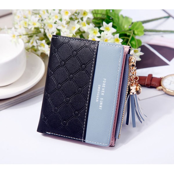Pung til kvinder Lille kompakt tegnebog Bifold, RFID Pung Kreditkortholder Mini Bifold Pocket Pocket （sort）