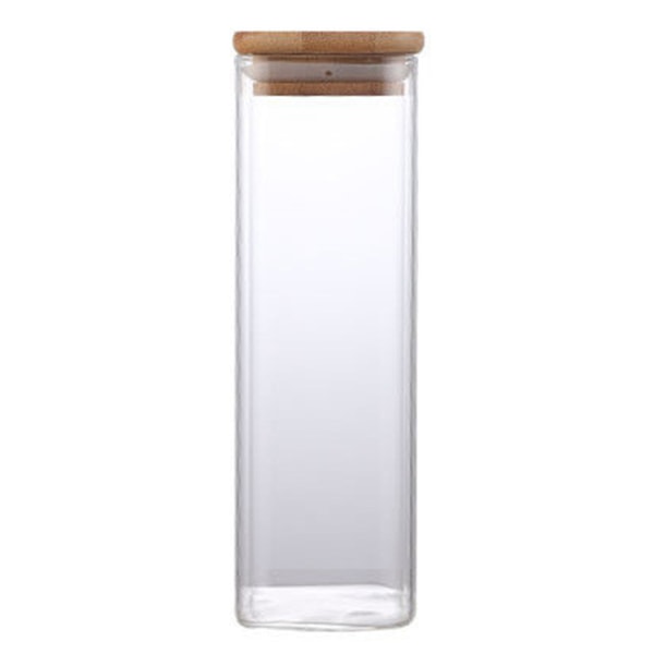 Fyrkantig förvaringsburk i klart glas med lock Fuktsäker te kaffebönor behållare för kök hem 80x200mm