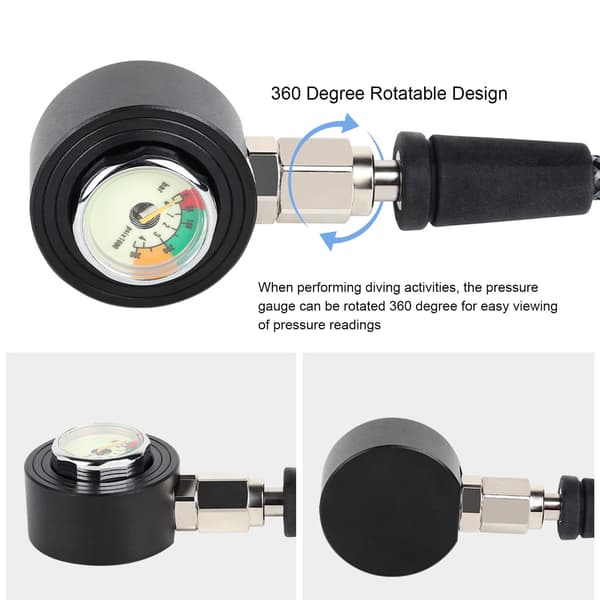 Lysande dyktrycksmätare med 65 cm slang för BCD-regulator, undervattensutrustning_xx