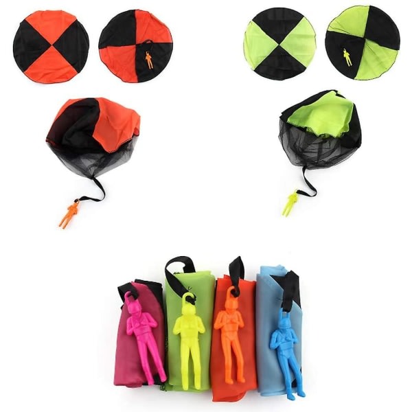 Fallskjermlekebarn, 4 stykker fallskjermhopperhåndkaster fallskjerm utendørs flylekegavegave til barn