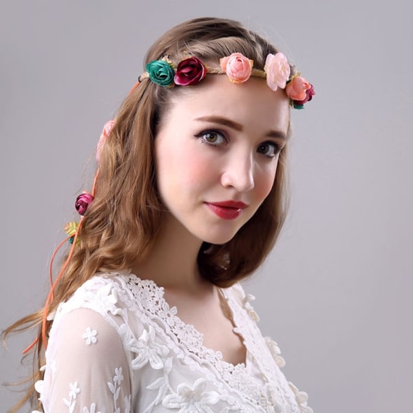 1 stk kvinner jente hår krone krans kunstig blomst pannebånd