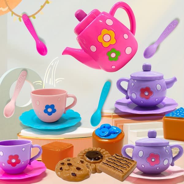 Prinsesse Teselskabssæt til Piger - Leg Tesæt Legetøj til Alderen 3-6 Tea Set