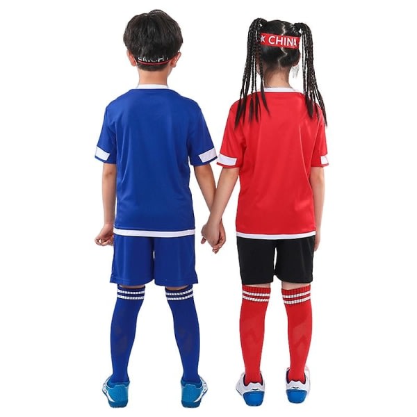 Fotballdrakt for barn Fotballdrakt Fotballtreningsdrakter Sportsklær Blå 28 (150-155 cm)