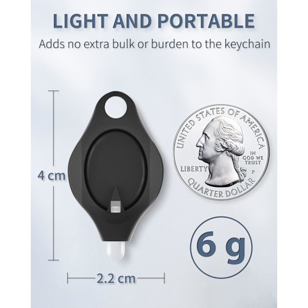 Mini LED-nyckelringsficklampa 12 lumen Bärbar Ultra Ljus Batteridriven Svart Fackla med Fjäderkarbinhake (Batterier Ingår), 5-pack