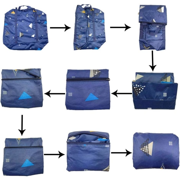 2-pakke sammenleggbar reisebag med festet på vognkofferten, lett håndbagasje, helgebag for ferie, sport, shopping (grå, grønn)