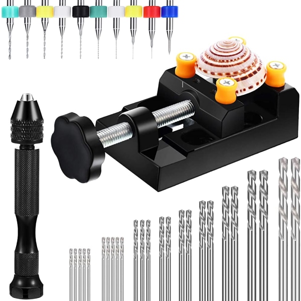 37-osainen käsiporasarja, jossa on käsiporanterä, kierreporanterät ja ruuvipenkki DIY-veistokäsitöihin (0,3-1,2 mm:n piirilevypora)