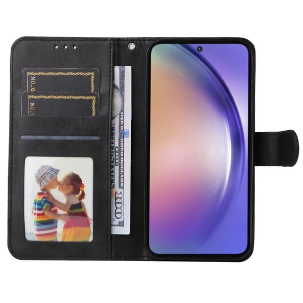 SKALO Samsung A55 5G PU Læder Wallet Case - Flere Farver Sort Black Black
