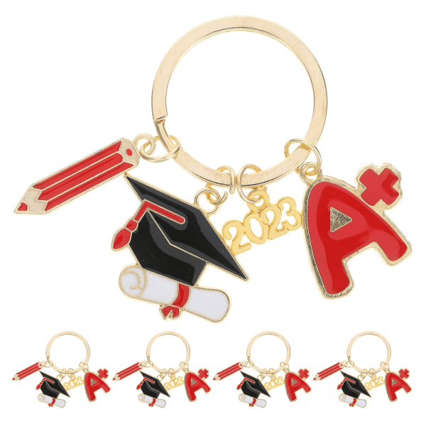 5 st Graduation Keychain Graduation Keyring Bag Pendant Keyring Ornament（6,2x5,7cm，Asorted Color 1）