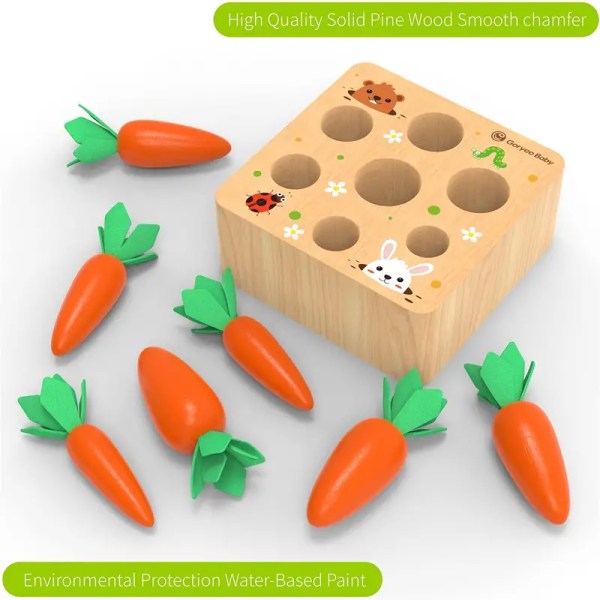 Montessori gulrothøstspill treleke for 1-3 år gamle småbarn